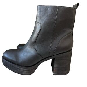 Zodiac Antonia Black Platform Ankle Boots Chunky Heel Goth Minimalist Street 10M